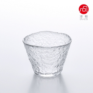 津轻ADERIA初雪手工玻璃杯日本石哨子锤目纹茶杯品茗杯水杯茶器