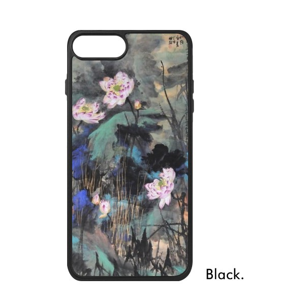 适用于iPhone荷花墨绿色荷叶水墨Xr手机壳max保护套678plus硅胶11