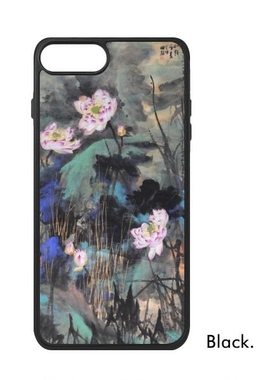 适用于iPhone荷花墨绿色荷叶水墨Xr手机壳max保护套678plus硅胶11