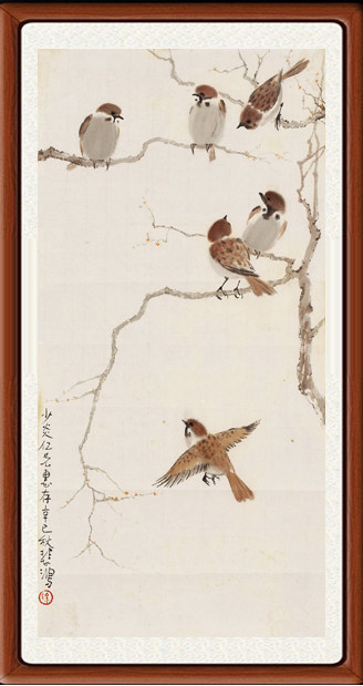 国画八骏图奔马马到成功办公室字画客厅书画作品徐悲鸿麻雀赠装裱