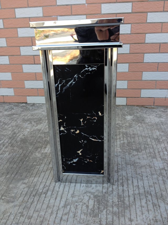 大理石不锈钢垃圾桶 大堂室内外方形加厚金属灭烟灰垃圾桶带石板