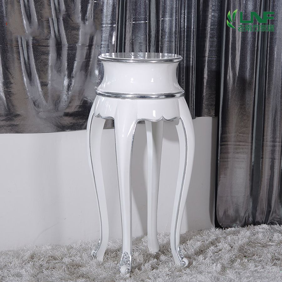 新古典后现代实木花架 欧式简约白色花几角几 客厅花盘定制边几