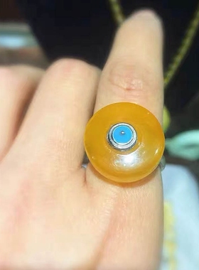 diy通用纯银平安扣玉石戒指空托