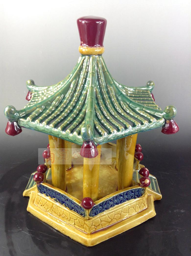 盆景假山鱼缸微景观大六角亭图片