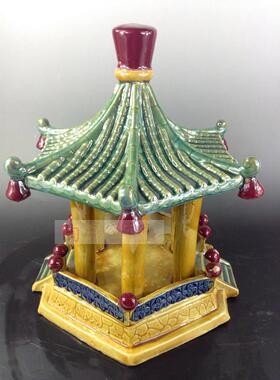 盆景假山鱼缸微景观大六角亭