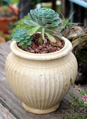 欧式复古粗陶盆草花手工盆花卉阳台庭院多肉植物三角梅陶罐花盆