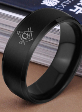 共济会戒指男士霸气单身钛钢刻字