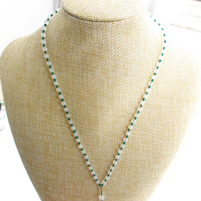 天然白玛瑙珠链吊绳4毫米挂件绳