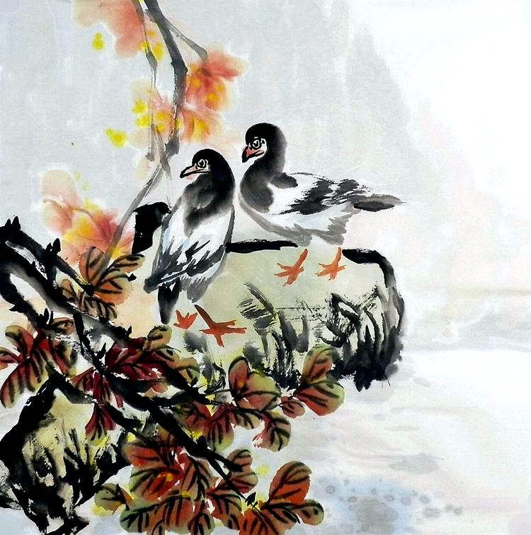 平民画院无款字画E032030四尺斗方无款写意国画花鸟66 66