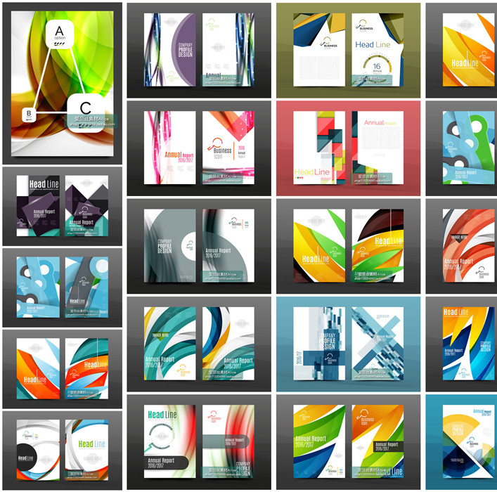 [378]25套商务抽象色块几何宣传册VI展示传单模板 AI矢量设计素材