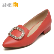 Shoebox shoe fall 2015 new sweet casual shoes with side buckle pointy feet low light shoes