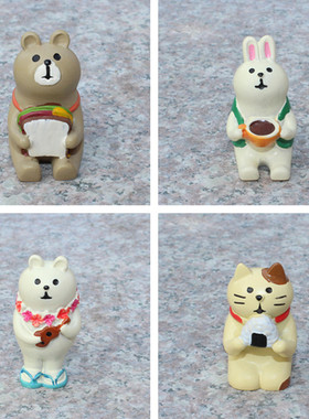 zakka杂货 decole旅游场景棕熊白熊小白兔三毛猫 微景观树脂摆件