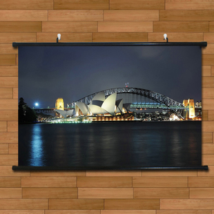 澳大利亚悉尼歌剧院城市夜景唯美海报挂画有框画世界名胜装饰画