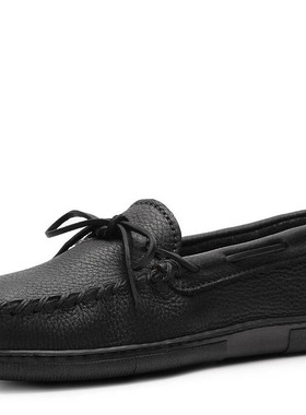 MINNETONKA/迷你唐卡男休闲鞋圆头套脚软皮质包邮正品313244