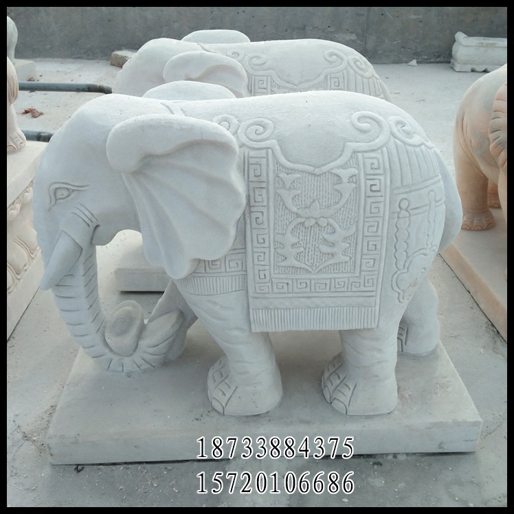 现货销售汉白玉大象大理石吉祥如意雕塑小象摆件石头雕刻门口大象