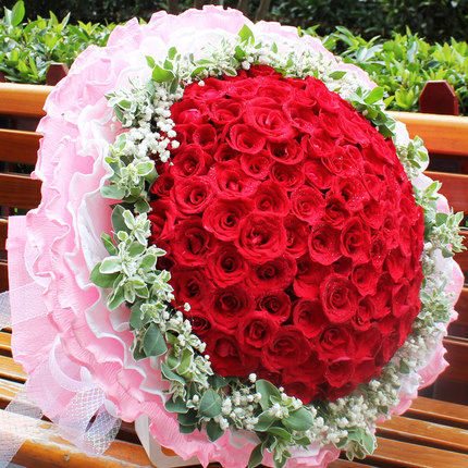 大气精美花束99朵红玫瑰求婚鲜花生日送花黄浦静安同城速递花店