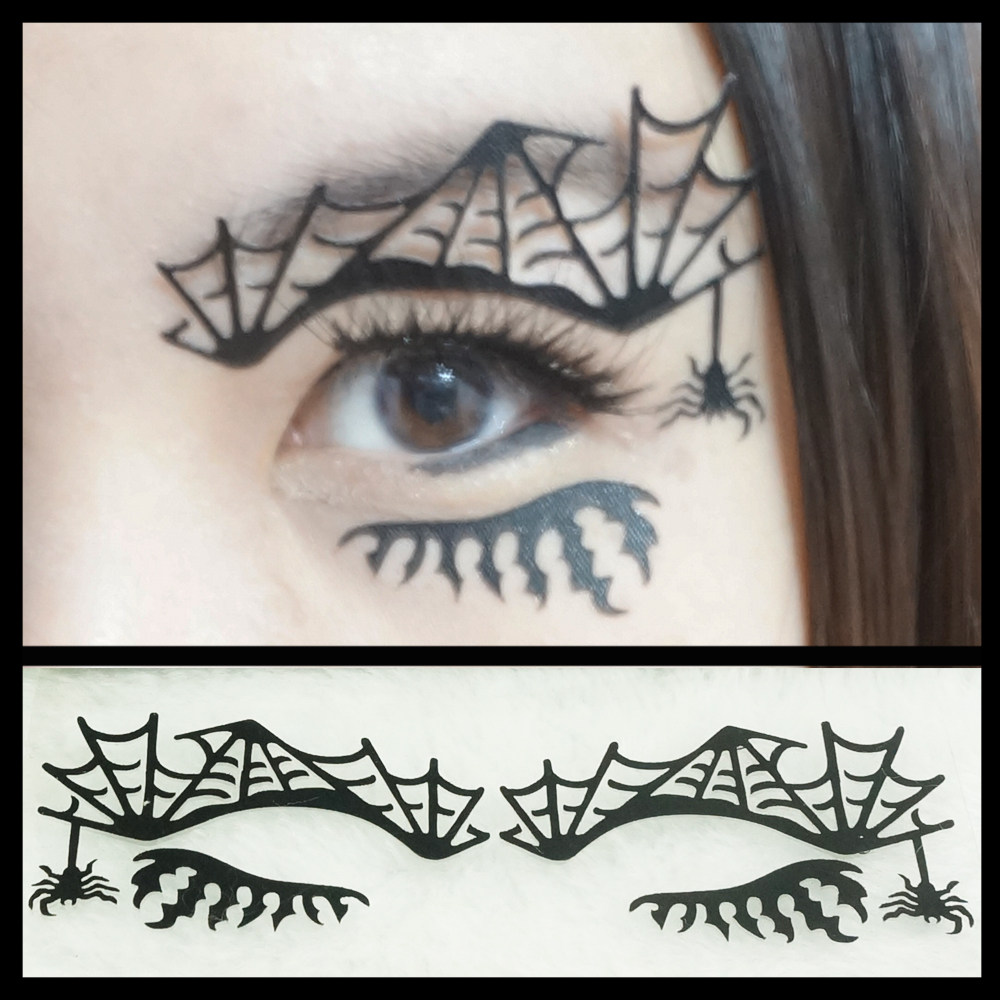 创意艺术镂空夸张剪纸眼贴贴假睫毛贴夜店万圣节化妆舞会 蜘蛛