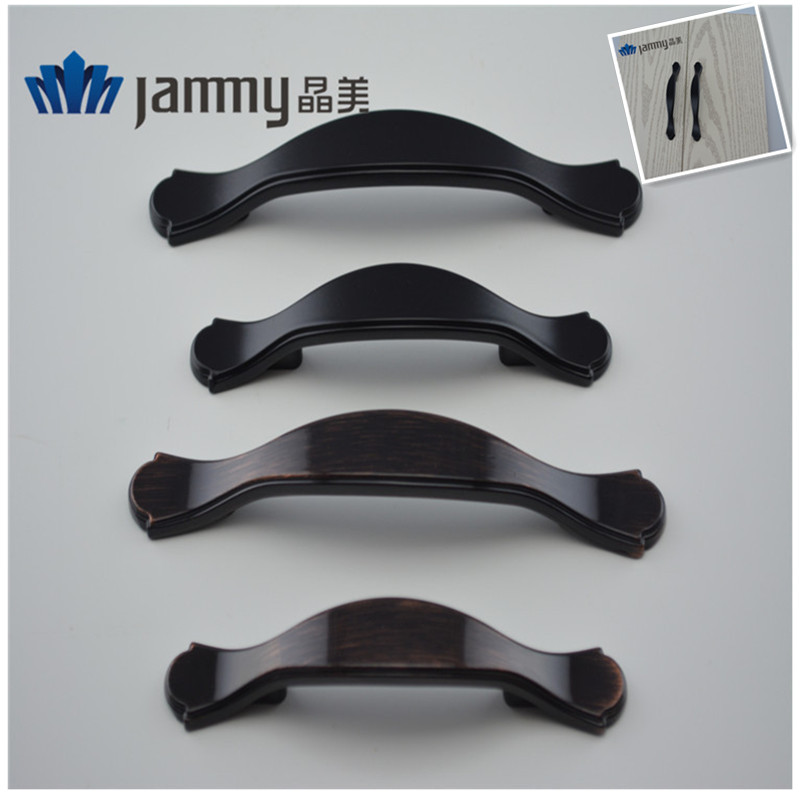 晶美 现代简约象牙白整体橱柜门把手 美式衣柜抽屉小拉手 哑黑色