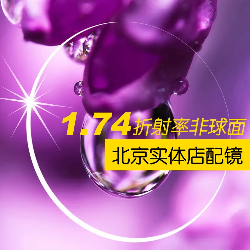 2片价格 专业定制1.74超薄超轻防辐射防紫外线非球面树脂近视镜片