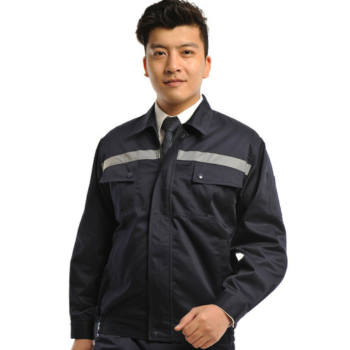 安美薇长袖纱卡高亮反光条工作服加厚男女工服电焊机修工程服套装