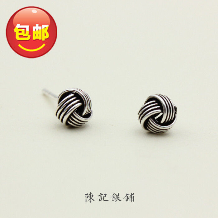 纯银韩版毛线球防过敏耳饰品
