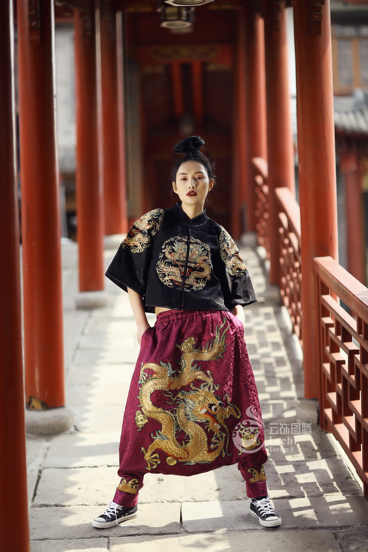 云饰图腾大裆裤原创设计男女