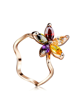 丽晶首饰彩色锆石生如夏玫瑰戒指