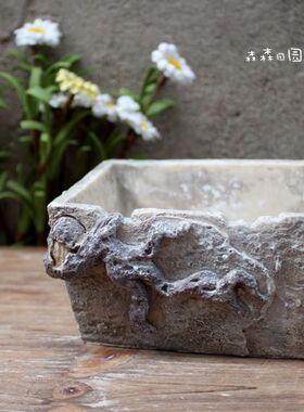 孤品复古做旧树根花盆家居装饰