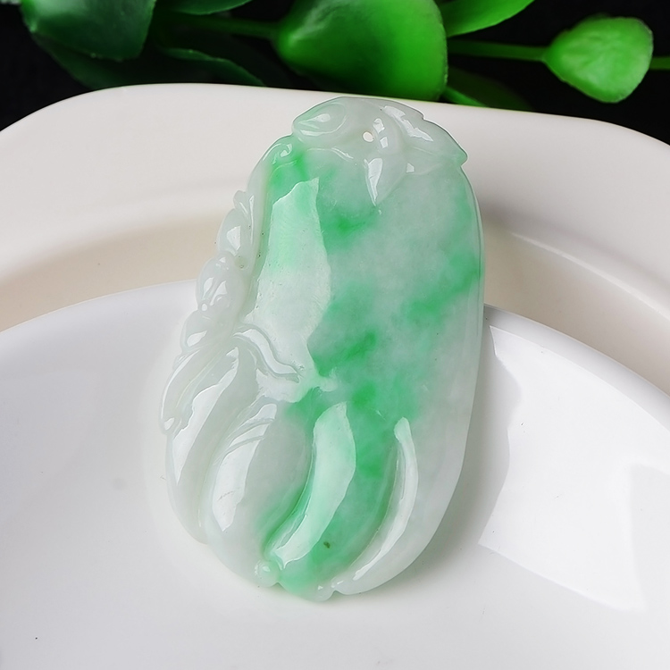 玉石寨玉器老坑阳绿翡翠佛手瓜吊坠缅甸a货包邮冰糯种挂坠送证书