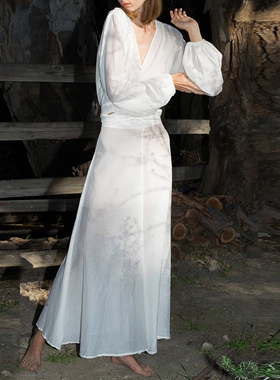 cicidream silk cotton white black 白色半身长裙