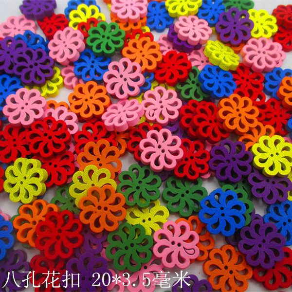 diy手工材料彩色装饰木制扣子 卡通小花木纽扣模型辅料耗材10个