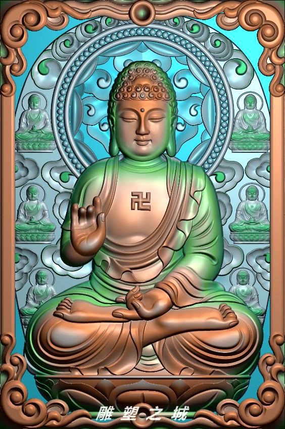 精雕图 灰度图 浮雕图 电脑雕刻图 46牌万佛大日如来