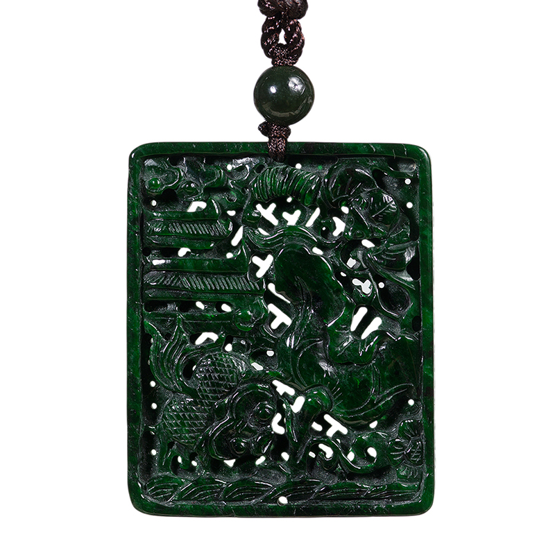 翡翠金玉满堂玉吊坠墨翠玉好