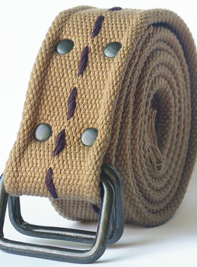 涤棉编织双环扣帆布腰带 男女通用战术工装腰带宽潮match麻吉包邮