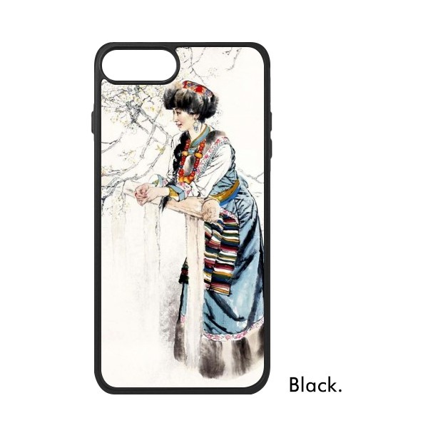 适用于iPhone族服饰女人倚栏远眺Xr手机壳max保护套678pro硅胶112