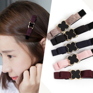 韩国进口饰品热卖 发夹刘海边夹鸭嘴夹A4 百搭简约四叶草花朵韩式