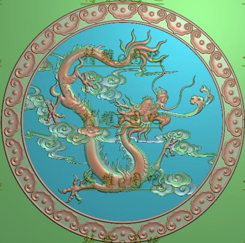 高清设计素材精雕图jdp灰度图bmp精品龙云圆背板658x658新款特价