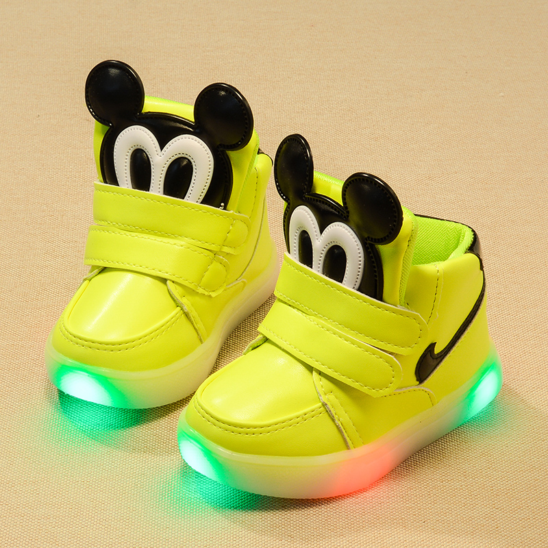 2016 Qiu Dongkuan Korean version of children 's sports shoes boys shoes girls boots boots boots light Mickey baby shoes