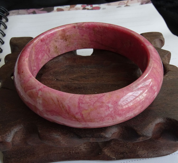 水玉冰魄 天然蔷薇辉石手镯 蔷薇石镯子 玫瑰石粉嫩 58mm 送证书