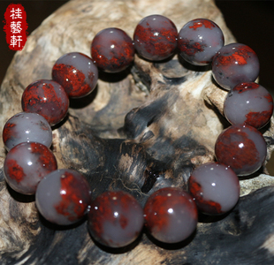 桂林鸡血玉手链收藏孤品圆珠18MM手串颗颗精品昌化石巴林石和田玉