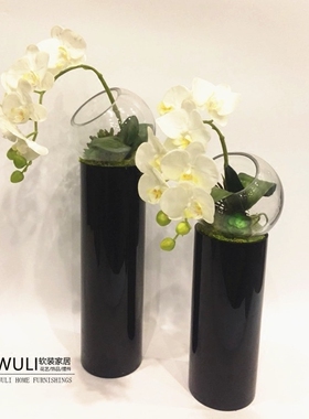 WULI FLOWER*高档蝴蝶兰仿真花艺套装 现代简约家居花艺饰品摆件