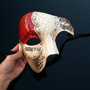 美国代购Details㊣ 特别手作哥特朋克红幽灵歌剧魅影化妆舞会面具