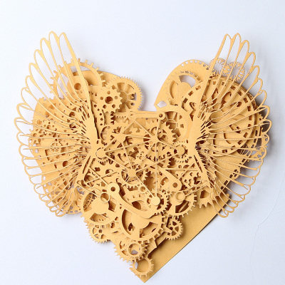 diy纸模型 爱心齿轮 生日礼物 手工 纸雕/图纸/电子版