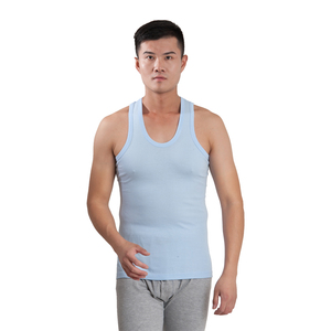 来馨儿男士全棉内衣罗纹透气吸汗纯棉弹力打底背心 2件包邮
