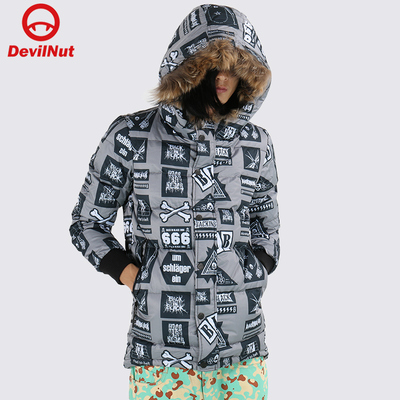 DEVIL NUT恶魔 潮牌 十字架迷彩 连帽 情侣男士羽绒服-BIB  AFO