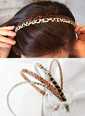 Aznavour韩国进口东大门头饰时尚豹纹带齿发饰发卡发箍头箍不卡头