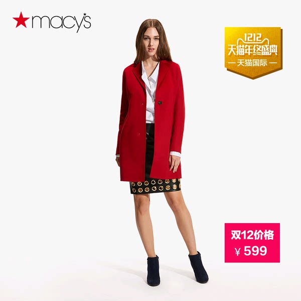 0点开始 Anne Klein AK 翻领双面 女士羊毛呢大衣 ￥449包邮包税（￥599-150） 3色可选