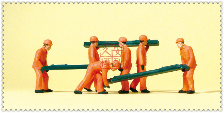 久安铁道 仿真人物 微缩小人 1:87 PREISER 14036 铺枕木的筑路工
