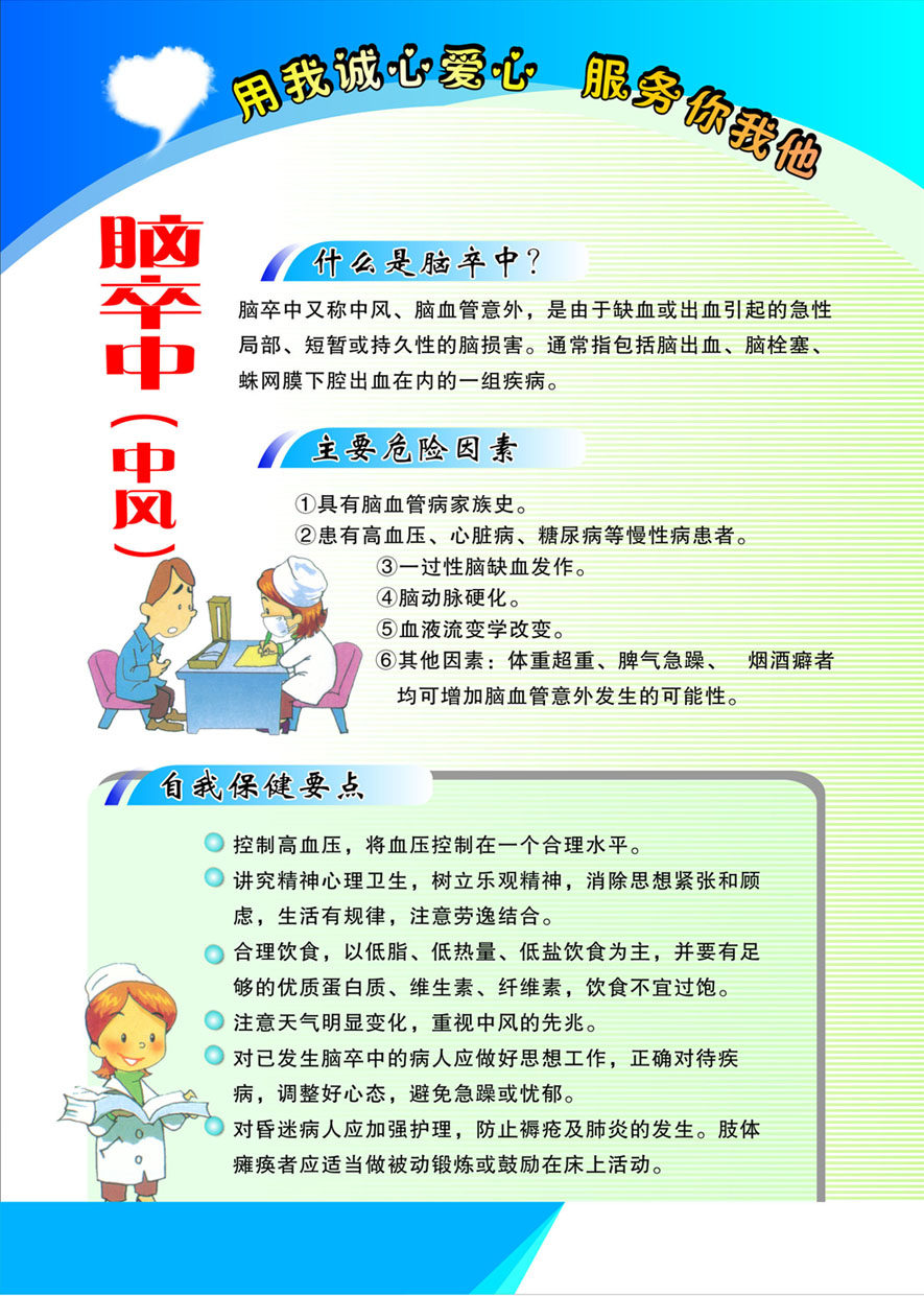 742海报印制展板写真喷绘贴纸868医院健康知识脑卒中中风