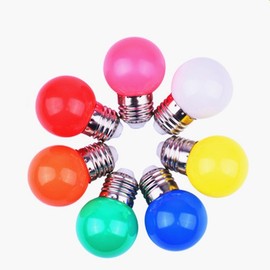 LED彩色灯泡E27螺口3W红蓝绿紫色小球泡装饰室内光源照明节能灯